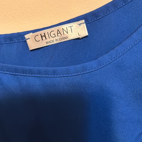 Dark blue satin blouse - Picture 2 of 3